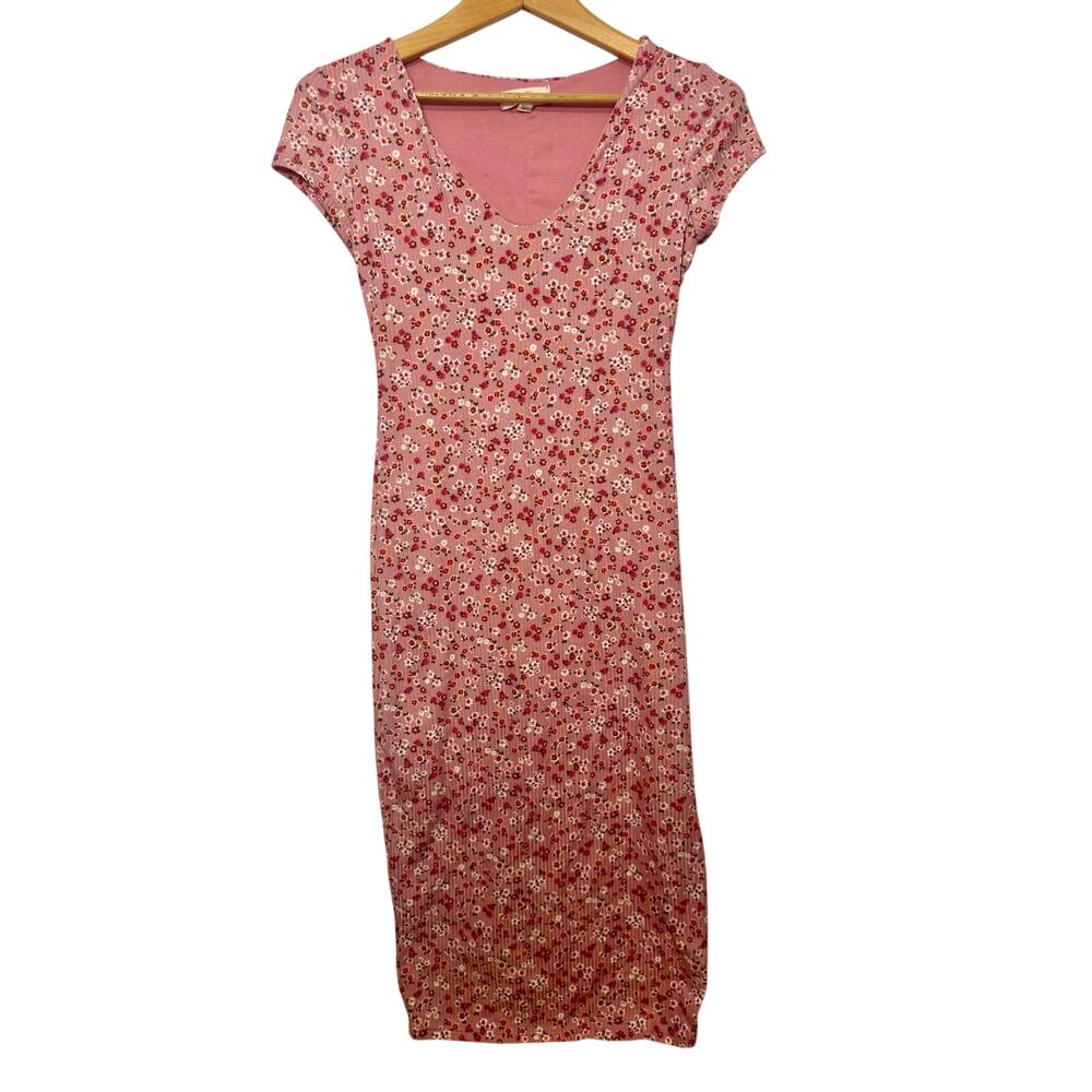 Jessica Simpson Pink Floral Midi Dress M‎ Cottagecore Y2K Women Coquette Stretch
